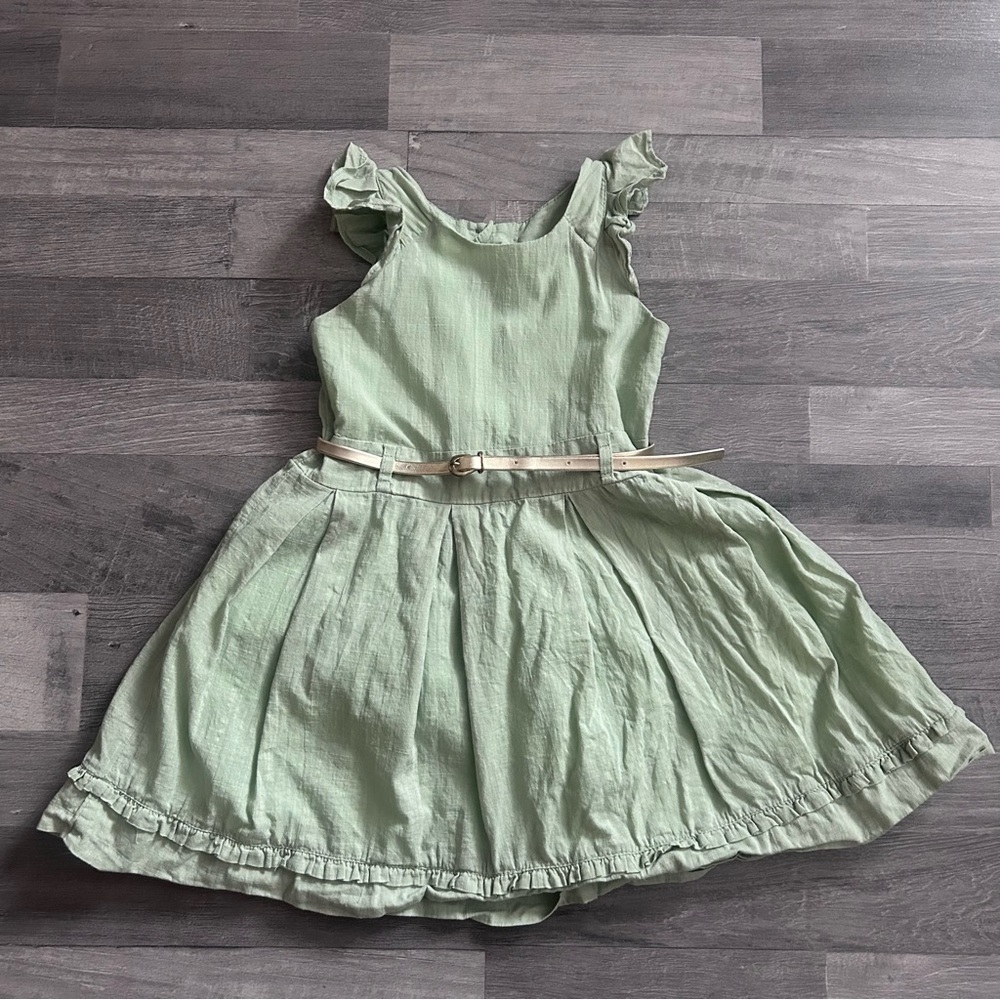 Franea Macrina Girls Green Ruffle Dress 6